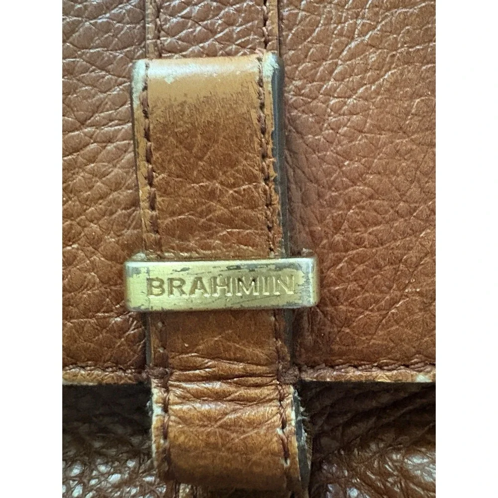 Vintage Brahmin Leather Crossbody Saddle Bag Croc Embossed Brown Turn Lock Purse